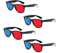 WLSuDHoncc Lot de 4 lunettes 3D universelles rouges et bleues avec cadre vidéo dimensionnel pour jeux de films 3D, lunettes de visualisation 3D, design simple et léger, accessoires