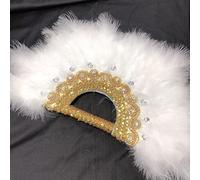 WLTY 1 pièces Bleu Africain Dinde Plume Ventilateur à Main pour Danse Mariage décoration Ventilateur avec Pierres Faites à la Main Ventilateur personnalisé