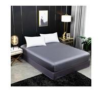 WLTYSM Drap Housse Drap-Housse en Soie de mûrier, Quatre Coins avec Bande élastique, Housse de Matelas, Drap de lit de Couleur Unie (Color : Grey, Size : 140x200x25cm)