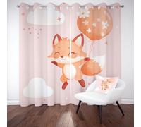 Wlujhia Rideau Occultant Thermiques Renard Mignon Draperies Opaque Doux Lot de 2 Pièces 117x137 cm Animaux Sauvages Rideaux d'enfant Phonique à Oeillets pour Chambre à Coucher