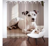 Wlujhia Rideau Opaque Doux Lot de 2 Pièces 140x160 cm Chien Impression 3D Rideaux Salon Isolants Thermiques avec Oeillets Amoureux des Animaux Draperies Occultants Phonique de pour Chambre