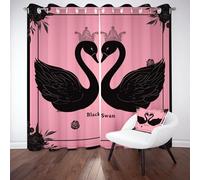 Wlujhia Rideaux d'enfant Isolants Thermiques Cygne Noir Lot de 2 Rideau Occultant 140x260 cm Animaux de La Ferme Draperies Occultants Phonique à Oeillets De Salon Chambre