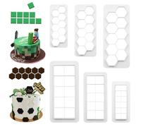 WLUOS Lot de 6 Emporte-Pièce Géométriques Plastique Emporte Pièce Hexagonal Emporte-Pièces Carrés Multifonction Football Cookie Cutter pour Décoration de Gâteaux Fondant Biscuits (Blanc)
