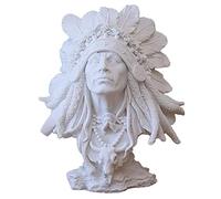 WLVG Sculpté à la Main Indien Amérindien Figure Sculpture,Indien Chef Figurine Buste Statue,Indien Décoration Plâtre Histoire Figurine Collection Home Decor-Homme 25x17x30cm(10x7x12inch) Male
