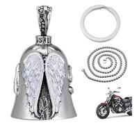 WLVinson Guardian Bell,Cloche Moto Porte Bonheur Biker,Clochette Moto Guardian Ride Bell,Acier Inoxydable Moto en Forme d'ange Gardien à Suspendre,Forme Ailes Lucky Bell Porte Clef Cloche Moto Vélos