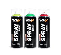 WLX Bombes de peinture fluorescente haute visibilité à séchage rapide pour bois, métal, pierre et verre 400 ml (3 Couleurs)