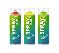 WLX Lot de 3 bombes de peinture fluorescente haute visibilité à séchage rapide pour bois, métal, pierre et verre 400 ml