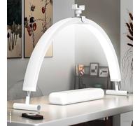 WLXFF Lampe d'extensions de cils amovibles, lampe de table à LED en demi-lune, lampe de table à ongles, avec porte-téléphone portable, lampe de beauté en croissant (blanc, 29 pouces)