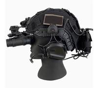 WLXW Casque Tactique CS avec Vision Nocturne, Casque Communication, Support Nylon L4G24, for Paintball, Airsoft, Tir, Cosplay(BK)