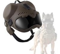 WLXW Casque Tactique for Chien avec Lunettes, Coupe-Vent Résistant Aux Chocs, for Petits Moyens Chiens, Sangle Réglable for L'équitation, Randonnée Les Aventures Plein Air(Tan)