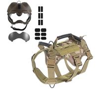 WLXW Casque Tactique for Chien avec Lunettes, Gilet Militaire Réglable for Berger Allemand Belge, Taille Similaire(CB,L)