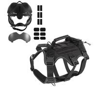 WLXW Casque Tactique for Chien avec Lunettes, Gilet Militaire Réglable for Berger Allemand Belge, Taille Similaire(BK,XL)