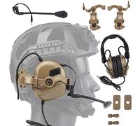 WLXW Casque Tactique pour Airsoft (Monté sur La Tête Et Monté sur Casque), Cache-Oreilles Tactique Extérieur Chasse (Pas Réduction du Bruit), avec Bras Adaptateur Rail Arc pour Casque,Tan