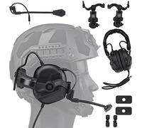 WLXW Casque Tactique pour Airsoft (Monté sur La Tête Et Monté sur Casque), Cache-Oreilles Tactique Extérieur Chasse (Pas Réduction du Bruit), avec Bras Adaptateur Rail Arc pour Casque,Noir