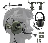 WLXW Casque Tactique pour Airsoft (Monté sur La Tête Et Monté sur Casque), Cache-Oreilles Tactique Extérieur Chasse (Pas Réduction du Bruit), avec Bras Adaptateur Rail Arc pour Casque,Vert
