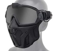 WLXW Lunettes de Protection Et Masque Tactique Airsoft - Deux Verres Interchangeables - Masque Amovible - 2 Modes de Port - Motoneige CS en Plein Air Ski Moto Hors Route Équitation Anti-Buée,Noir