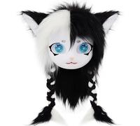 WLYEZAU KIG Fursuit Animal Hood, Capuche En Fourrure Artificielle Portable, Masque Bandeau Camouflage Furry Party(A)