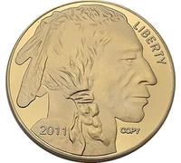WLZQELVCF Pièce commémorative American Bull 2011 plaquée Or, pièce d'or de l'Indiana, Copie Artisanale de Monnaie étrangère, Collection Souvenir
