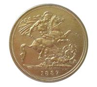 WLZQELVCF Réplique de la pièce de 1 souverain Britannique de 1887
