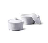 WM Bartleet & Sons 1750 Lot de 2 ramequins traditionnels en porcelaine Ø 7,5 cm avec couvercles - TSET35 - Blanc