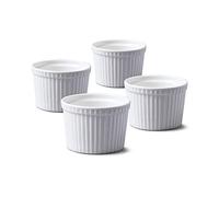 WM Bartleet & Sons 1750 Lot de 4 ramequins profonds traditionnels en porcelaine blanche Ø 8 cm - TSET46