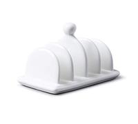 WM Bartleet & Sons 1750 Porte-toast traditionnel en porcelaine 4 fentes avec poignée/bouton de transport - Blanc, taille unique
