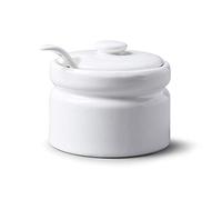 WM Bartleet & Sons 1750 Pot en porcelaine avec couvercle et cuillère, Porcelaine, blanc, 10 cm