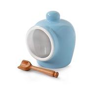 Wm Bartleet & Sons Petit cochon à sel traditionnel en porcelaine avec cuillère de service en bois Bleu