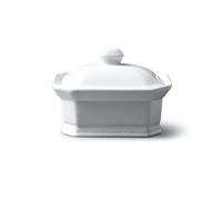 WM Bartleet & Sons Plat pour beurre ou terrine avec couvercle, blanc, 11x8x7cm