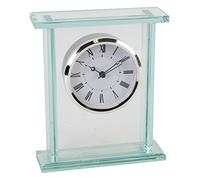 Wm.Widdop Horloge de cheminée en verre avec lunette argentée