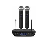 Vonyx Set 2 microphones sans fil WM82 – 2 canaux UHF, portée 50m, double récepteur, valise fournie
