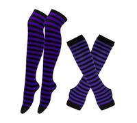 WMAMBZNDHP 1 Ensemble de Chaussettes en Coton for Femmes et Filles, Longues Rayures au-Dessus du Genou, imprimées, Cuisses Hautes, Gants à Manches, Doux Mignons, Grande Taille(18)