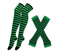 WMAMBZNDHP 1 Ensemble de Chaussettes en Coton for Femmes et Filles, Longues Rayures au-Dessus du Genou, imprimées, Cuisses Hautes, Gants à Manches, Doux Mignons, Grande Taille(17)