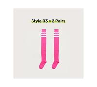 WMAMBZNDHP 2 Paires de Chaussettes au Dessus du Genou for Femmes, Hautes en Coton, Noir, Blanc, Bleu, Motif rayé coloré, Mode décontractée, Usage Quotidien(Style 03)