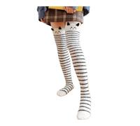 WMAMBZNDHP Chaussettes aux Genoux à Rayures, modèle Animal, Mignonnes, Compression, Chaudes, Kawaii, Confortables, Longues Cuisses, Automne et Hiver(N0564-BkCat-J1)