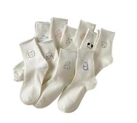 WMAMBZNDHP Chaussettes Blanches à imprimé de Petits Animaux Dessin animé, Chaussettes Quatre Saisons en Coton for Femmes, Style collégial, Assorties avec Tout, Printemps et Automne(6)