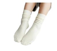 WMAMBZNDHP Chaussettes Hautes for Filles du lycée, Amples, Couleurs Unies, Double Aiguilles, Tricot en Coton, Longues Chaussettes for Femmes(Milk)