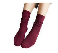 WMAMBZNDHP Chaussettes Hautes for Filles du lycée, Amples, Couleurs Unies, Double Aiguilles, Tricot en Coton, Longues Chaussettes for Femmes(Red)