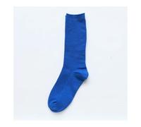 WMAMBZNDHP Chaussettes Hautes for Filles du lycée, Amples, Couleurs Unies, Double Aiguilles, Tricot en Coton, Longues Chaussettes for Femmes(Royal Blue)