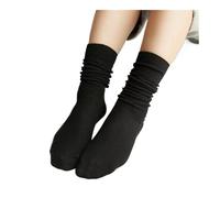 WMAMBZNDHP Chaussettes Hautes for Filles du lycée, Amples, Couleurs Unies, Double Aiguilles, Tricot en Coton, Longues Chaussettes for Femmes(Black)