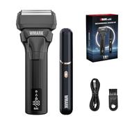 WMARK Kit de rasage rechargeable 2 pièces - Rasoir 2 en 1 pour homme (2 têtes flottantes alternatives) et tondeuse nez/oreilles (10 000 tr/min), couvercle de grille amovible facile à nettoyer