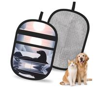 WMASTNjgdA Gant d'épilation réutilisable Arctic Silent Seal | Gant électrostatique élégant à imprimé complet pour poils de chiens et de chats | Outil de toilettage doux et de nettoyage de meubles pour