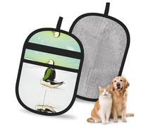 WMASTNjgdA Gant d'épilation réutilisable Jacob Duck on the Beach | Gant électrostatique élégant pour poils de chien et chat | Outil de toilettage doux et de nettoyage des meubles pour canapé, voiture