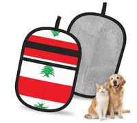 WMASTNjgdA Gant d'épilation réutilisable motif drapeau du Liban | Gant électrostatique élégant pour poils de chien et chat | Outil de toilettage doux et de nettoyage de meubles pour canapé, voiture