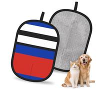 WMASTNjgdA Gant d'épilation réutilisable motif drapeau russe | Gant électrostatique élégant pour poils de chien et chat | Outil de toilettage doux et de nettoyage de meubles pour canapé, voiture