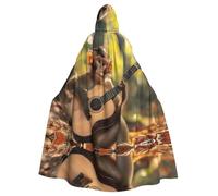 WMASTNjgdA Koala joue de la guitare Poncho châle unique Darkness - Couverture portable personnalisable pour femme, accessoire de costume parfait pour Halloween, chevalier, Akatsuki et plus encore