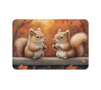 WMASTNjgdA Paillasson personnalisé unique avec motif écureuils jumeaux - Paillasson pour une utilisation en intérieur et en extérieur - Tapis de bienvenue personnalisé avec matériau en polyester