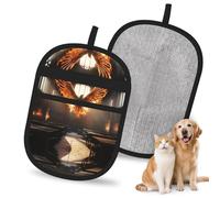 WMASTNjgdA The Dark Phoenix Gant d'épilation réutilisable pour animaux de compagnie | Gant électrostatique élégant pour poils de chien et chat | Outil de toilettage doux et de nettoyage de meubles