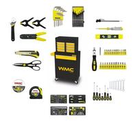 WMC TOOLS - Armoire à roulettes avec tiroir de garage avec ensemble d'outils de 257 instruments, chariot pour le rangement et la sécurisation des outils à main