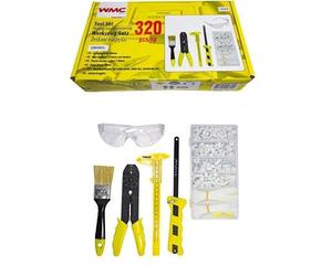 WMC TOOLS Kit d'outils 320 pièces avec lunettes de sécurité et de sécurité - Accessoires de câblage pour monteur, étrier, scie à métaux, cube de connexion, supports de câbles, installation